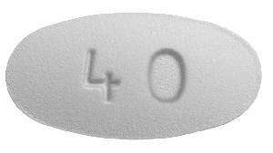 white oval pill 40|white pill with number 40.